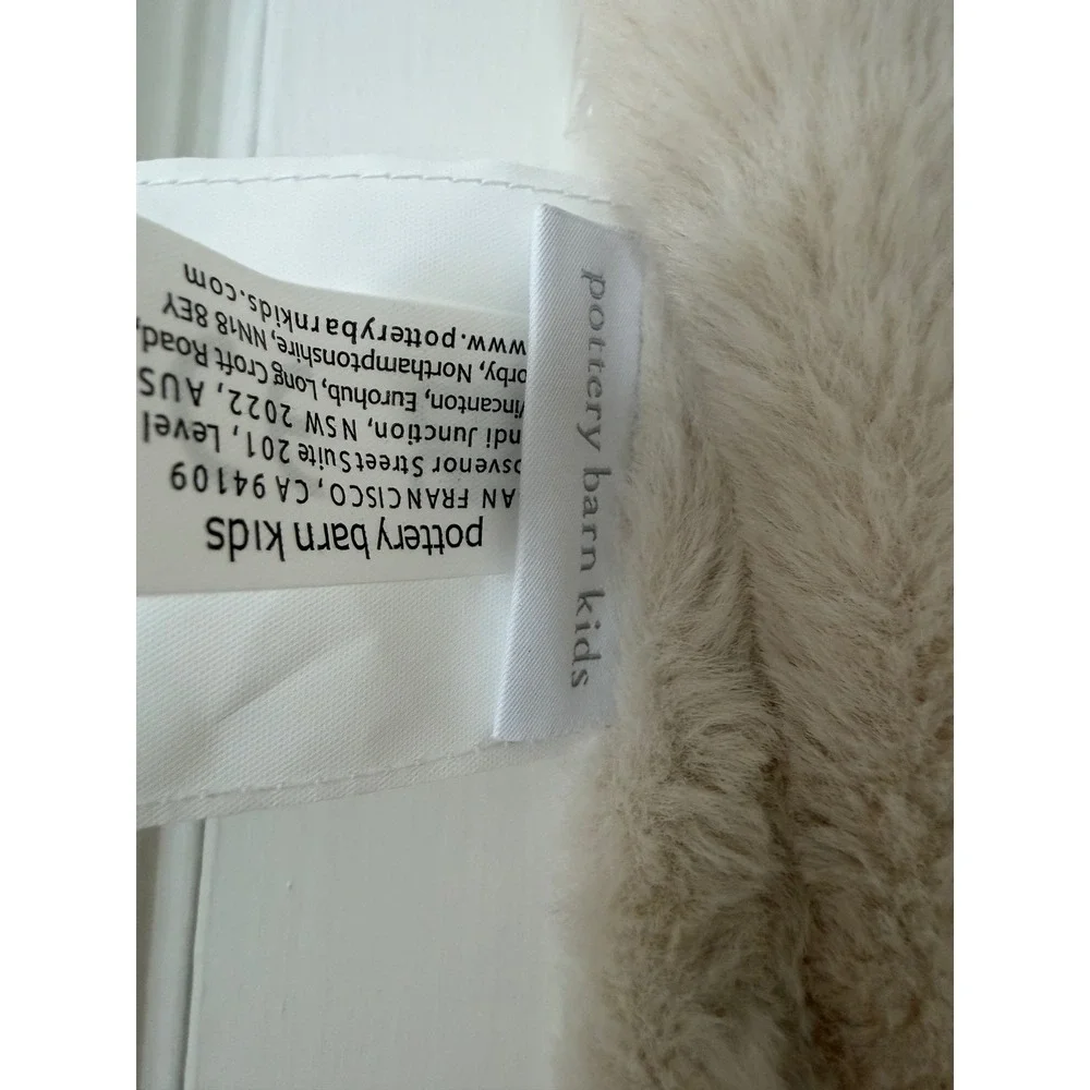 Pottery Barn Kids Faux Fur Baby Stroller Blanket Tan Beige Plush 40x26